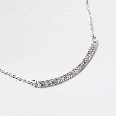 Love Luli silver-plated pave bar necklace